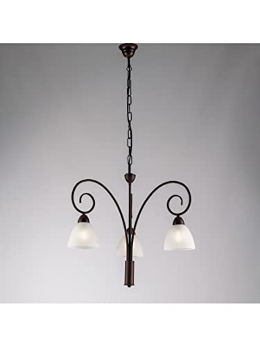 Lustre suspension fer forgé rouille 3 lumières salon chambre salle à manger bon-399