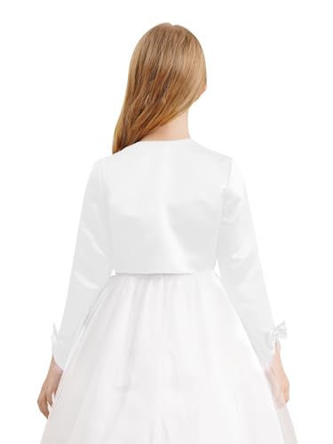 Hularka Kids Flower Girl Dress Coat Long Sleeve Bolero Cardigan Lace-up Wedding Birthday Party Outerwear Tops2