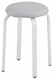 Balama Hocker Weiß & Grau stapelbar gepolstert 45 x 31 x 31 cm aus Metall mit verstellbarem Bodengleiter und robustem Kunstleder