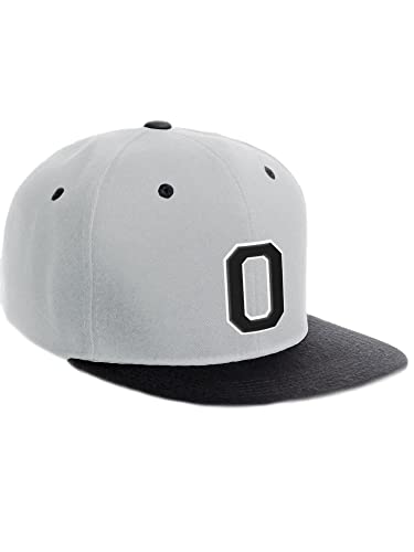Image of I&W Hatgear Classic Snapback Hat Custom A to Z Initial Raised Letters, Black Cap White Black