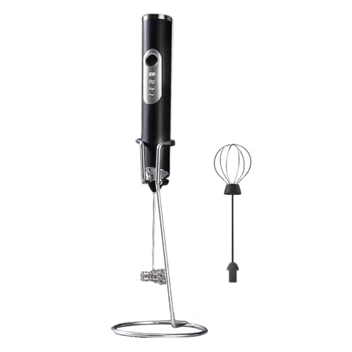Espumador de leche - Mezclador de leche de mano, espumador de leche de cocina | Espumador de bebidas con batería de gran capacidad incorporada de 1200 mAh, batidora de mano eléctrica recargable por