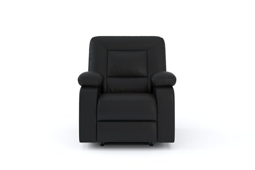 Image of Amazon Brand - Solimo Elysium | Single Seater Sofa Recliner | Manual Recliner (Leatherette Black)