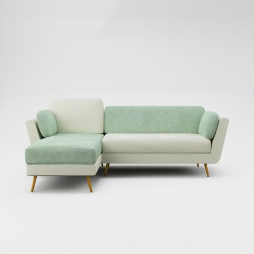Image of Nuvola Air Premium Latex Fabric Sofa | 3, 4 & 5 Seater Options | 2 & 3-Toned Variants | Ultra-Soft Deep Seating Comfort | Modern Living Room Sofa | 3-Year Warranty (Mint Green and White, LHS, 4)