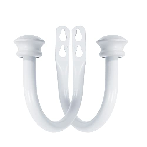 Kowibcl 2Pcs Curtain Holdbacks - Wall Mounted Drapery Tiebacks with Mushroom Finial,Decorative Curtain Holders for Bedroom Livingroom Office Home, White