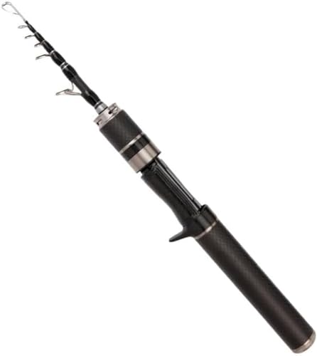 CTVWRN 超ショート ルアーロッド UL調整式 ミニ マイクロ伸縮式コンパクトロッド ? カーボン素材の軽量ポータブル釣り竿 ? 携帯便利なスポーツ&アウトドア用ミニロッド(黒い銃のハンドル,1.5M)