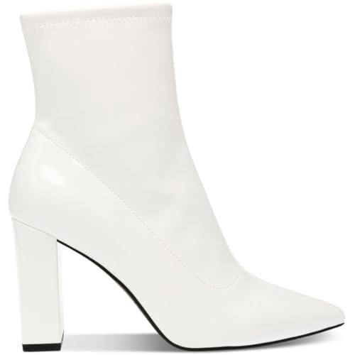 Wild Pair Womens Iloise Patent Block Heel Booties White 8 Medium (B,M)2