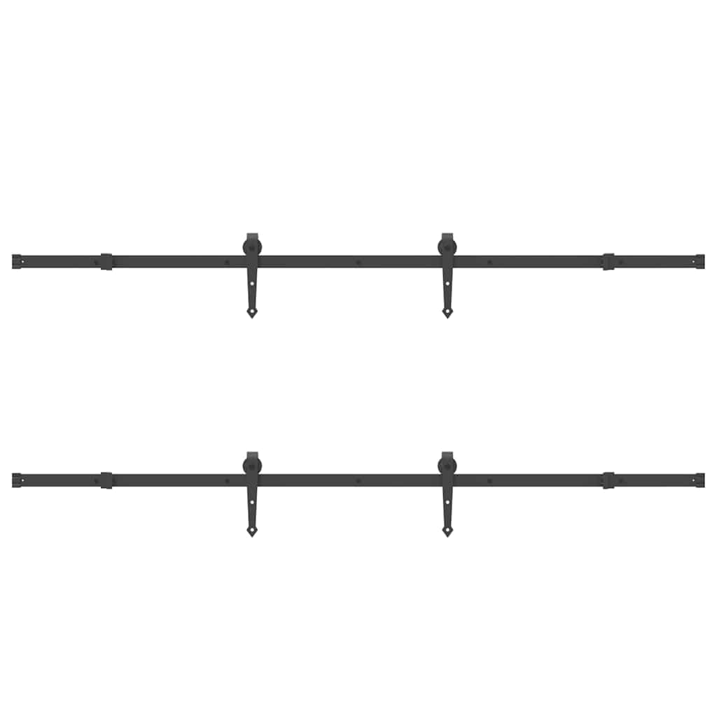 Juego de herrajes para puerta corredera, acero negro, 427 cm, con topes y ruedas, accesorios de montaje para puerta de granero, repuesto para puerta principal, puerta de habitación, puerta de