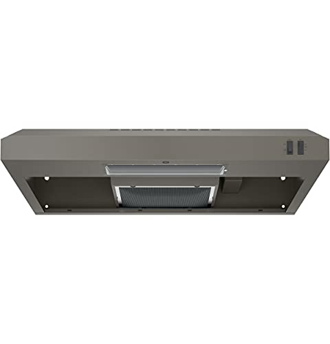 Ge Under Cabinet Range Hood | 2-Speed, 30-Inch Kitchen Exhaust Fan, Cooktop Lighting & Included Filter | Kitchen Essentials | Top Or Rear Exhaust Capability | 200 Cfm | Fingerprint Resistant Slate #TOP2