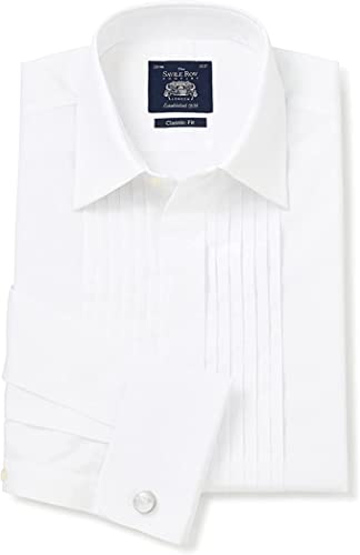 Chemise de soirée blanche plissée en coupe classique pour homme élégant