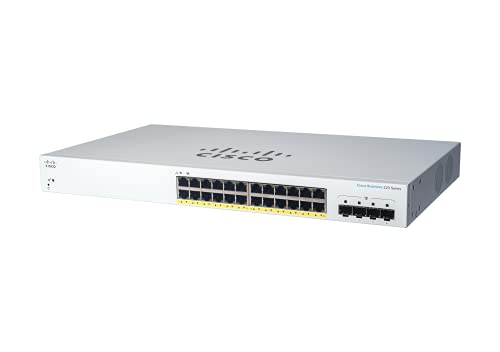 DESIGNED Business CBS220-24FP-4G Smart Switch | 24 Port GE | Full PoE | 4x1G SFP | 3-Year Limited Hardware Warranty () - Cisco CBS220-24FP-4G-NA