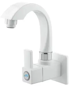 NJ FLOW Edge Sink Cock with Flange 100% PTMT || Hot & Cold Water Easy Flow || Kitchen, Bathroom, Wash Basin and Outdoor Faucet || Wall Mounted Edge Sink Cock