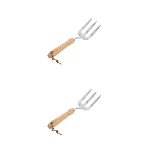 HEMOTON 2 Pièces Fourche de Jardinage Acier Inoxydable à Dents Outil Pratique pour Planter Désherber et Entretenir Design Ergonomique et pour Usage Facile et