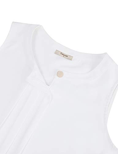 Timeson White Blouse For Women Work,Sleeveless Tunics Summer Women's Business Casual Chiffon Tank Tops Split V Neck Long Basic Dress Shirts Office Wear Professional Formal Career Blouses Small #TOP3