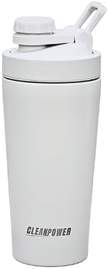 CleanPower ステンレススチールシェーカーボトル | プロテインシェイク、ワークアウト前、スムージー、コーヒーなどに最適 |