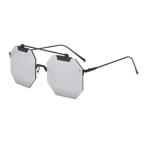 WYUYIWH Oversize Women Square Rimless Sunglasses Fashion Men Clear Red Blue Pink Sun Glasses UV400