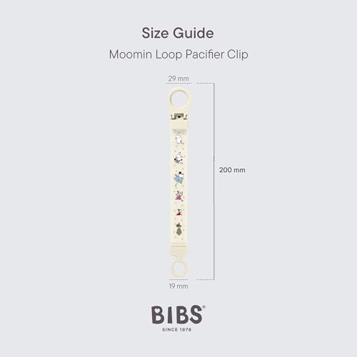 Image of BIBS x Moomins Loop Pacifier Clip - Sleek, Secure One-Handed Operation, Fits All BIBS, Machine Washable, Slim Profile for Comfort, Ages 0+ - Ivory