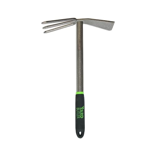 Yard Butler ITT-4T Terra Tiller Hand Cultivator - Essential Gardening Tool for Yardwork - Power-Coated Steel Construction - Comfortable Grip - Long-Lasting - Rust-Resistant