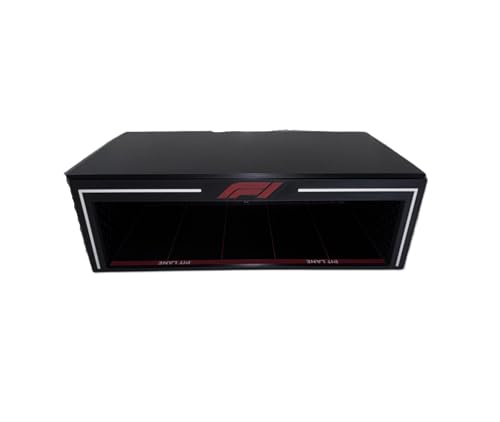 Image of Formula Racing Car Diorama Display Case for 1:64 Scale Cars | Pit Lane Style Collector Display Box for Diecast Cars | Desk & Shelf Decor| with Integrated LED Light Strip(No Cars Only Display Case)