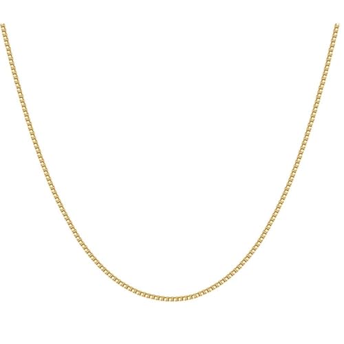 14K Solid Yellow Gold Box Chain Necklace for Women & Men, Gold Jewelry for Gift(0.6mm,1mm - Available in 16-24 Inch Lengths) (0.6 mm-16 inch)