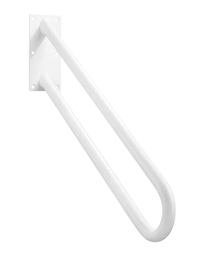Hold Tight Handrails Steel Wall Mount Handrail - Heavy Duty Stair Railing for Decks Porch Mobile Homes Short Stairway - Weatherproof & Non-Slip Powder Coated Finish - [32] [White]