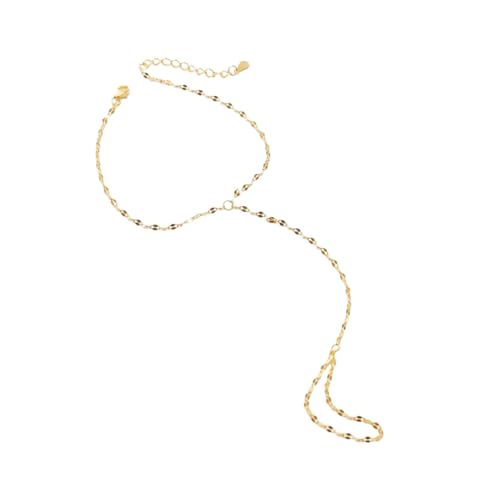 Vauki Pulseras Mujer Mit Fingerring, Cadena De Manos De Oro, Pulsera De Anillo, Cadena Mano Ajustable, Joyería De La Cadena De Manos, Elegante Joya De Oro Conectada a Un Anillo Para Niñas