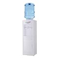 Water Cooler Dispenser for 5 Gallon Bottles, Top Loading Hot & Cold Water Freestanding Electric Water Cooler Machine with Child Safety Lock Perfect for Home Office w/Storage Cabinet, White