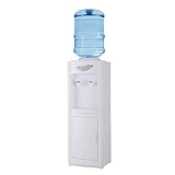 Water Cooler Dispenser for 5 Gallon Bottles, Top Loading Hot & Cold Water Freestanding Electric Water Cooler Machine with Child Safety Lock Perfect for Home Office w/Storage Cabinet, White
