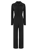 YOOJIA Mono De Trabajo para Mujer con Botones Cuello Vuelto Overol De Trabajo Mecánico Jumpsuit Elástico Halloween Canaval Cosplay Negro XL
