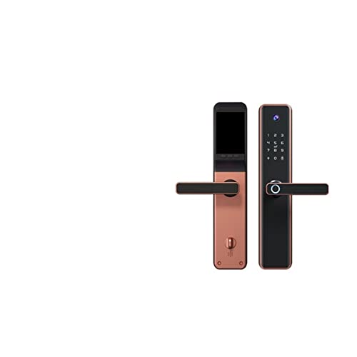 Cerradura de puerta con huella digital automática WiFi para cámara inteligente con timbre compatible con cerradura de ojo de gato (color: bronce 30 x 240 sin gancho)
