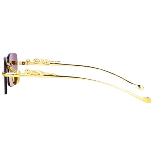 Image of IFLASH MC STAN Metal Plated Temple Vintage Rimless Sunglasses Retro Luxury Frameless Shades Rectangle Colored Lens Sun Glasses