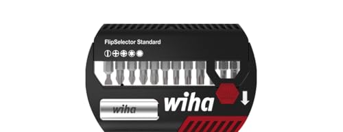 Wiha Bit Set FlipSelector Standard 25 mm gemischt 13-tlg. 1/4 (39078), Bithalter, Set, Öffnen per Knopfdruck, schneller Bitwechsel, passt in die Hosentasche