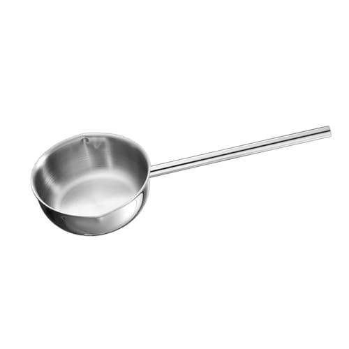 Ollas de acero inoxidable para salpicaduras de aceite caliente de cocina, sartén gruesa con mango largo, prácticos utensilios de cocina de metal