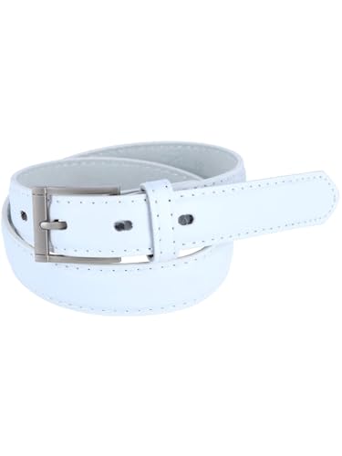 CTM Kid's Leather 1 inch Dress Belt with Square Buckle3
