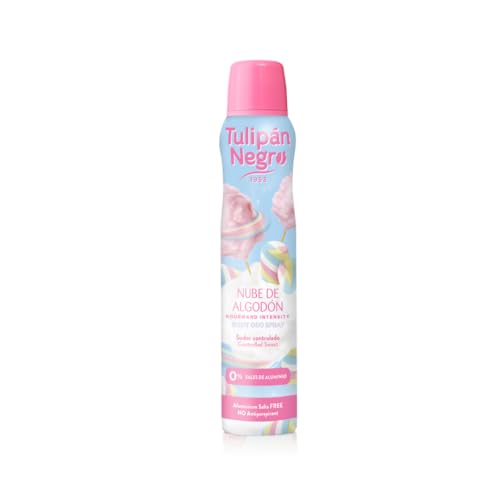 Tulipán Negro Desodorante Spray Nube de Algodón 200 ml, 0% Sales de Aluminio, Sudor Controlado