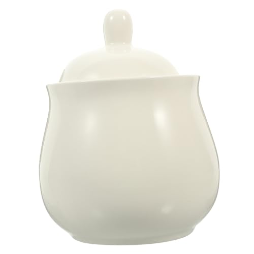 FUNOMOCYA 1 Set Ceramic Sugar Bowl Spice Holder with Lid Container with Lid Flour Containers Sugar Storage Jar Sugar Dispenser Sugar Packet Holder Sugar Cellar Salt and White Ceramics