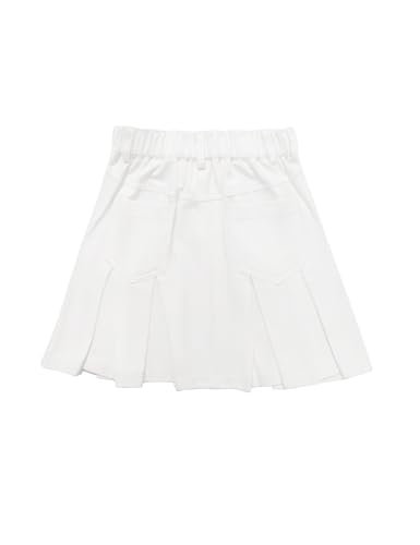 Image of 2026 Girl's Denim Skirts Elastic Waist Pleated Toddler Girls Jean Skirt Size 3-12