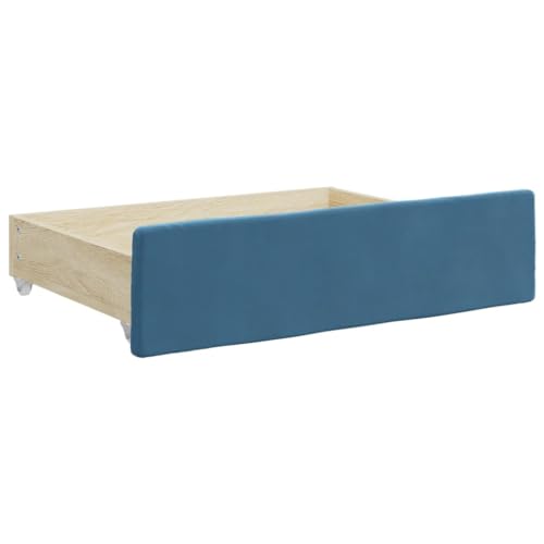 Tagesbett Ausziehbar mit Schubladen Blau 90x200 cm, Samt-Sofa mit 2 Matratzen, Metall-Holzrahmen für Gästezimmer, Modernes Schlafsofa – Bild 6