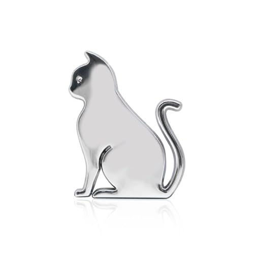 Image of Juren 3D Metal Car Sticker - Metal Cat Adhesive Badge Emblem for Universal Cars, Moto Bikes & Decoration (Silver)