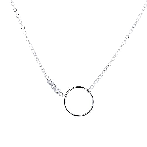 Collier ras du cou en argent 925 massif pour femme au design circulaire minimaliste