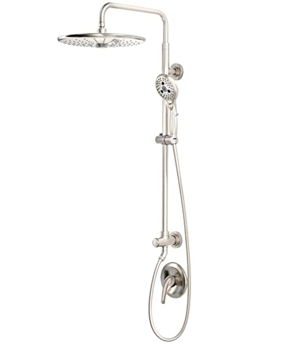 Image of SR SUN RISE 10 Inch Shower System Handheld Showerhead & Rain Shower Combo for Easy Reach 1.8 GPM Shower Faucets Sets Complete Shower Fixtures with Valve and Trim kit, Brushed Nickel
