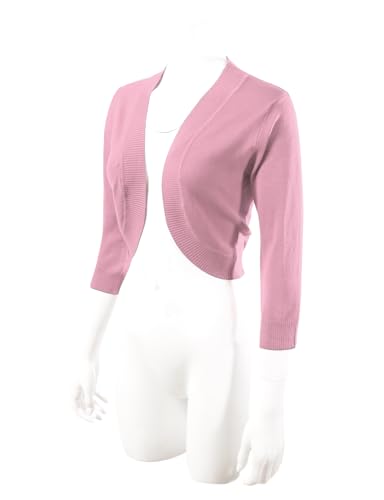 Image of Allsense Women's 3 /4 Sleeve Bolero Shrug for Dresses | Open Front Cropped Cardigan, Lightweight Knit Dress Cover Up