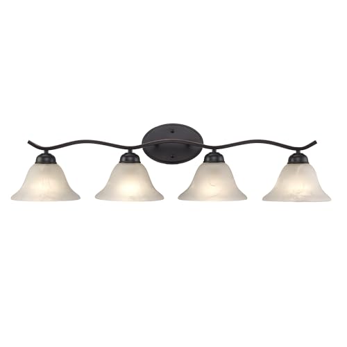 Trans Globe Lighting 2828 ROB Hollyslope Collection Four Light Bathroom Vanity I in a Rubbed Oiled Bronze Finish I Traditional Style Light Fixture I