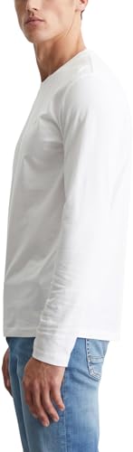 Marc OߴPolo Hombre Camiseta de manga larga de punto de algodón orgánico con cuello redondo, Blanco (White), M