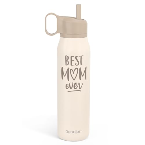 Image of Best Mom Ever Water Bottle with Twist Lid Insulated Stainless Steel 20oz, Travel Water Bottles for Sports & Gym, Mom Gifts for Mothers Day Birthday Christmas