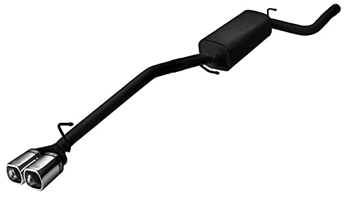Sport silencer compatible with Ford Focus II Estate 2.0 16V 107kW 145HP 2005 2006 2007 2008 2009 2010 Muffler Black Steel Double Rectangular Tips 80x65mm