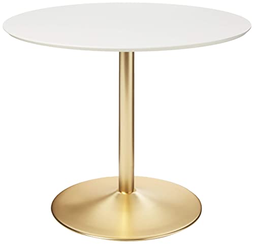 Target Marketing Systems Pisa Round Dining Table With Chrome Plated Base, Modern Retro Kitchen Furniture For Small Spaces, Condos And Apartments, 35.4", Golden #TOP16