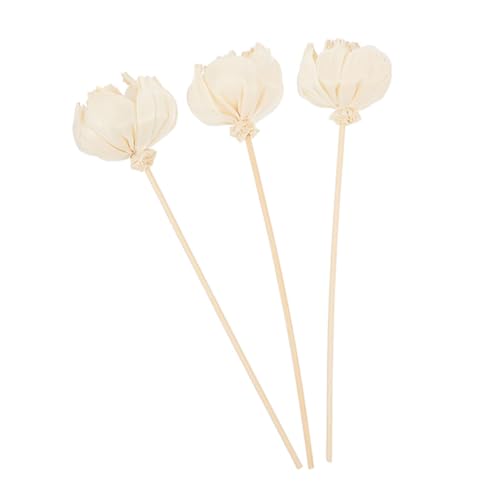 TEHAUX 3個 香梺ハ草花アロマディフューザースティック ピオニーフラワー形状 無火加香用 家用リードスティック フレグランス拡散器対応