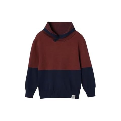 VERTBAUDET Pull col croisé en Maille Fantaisie Effet Color Block garçon Oeko-Tex® Marine 5A Cover