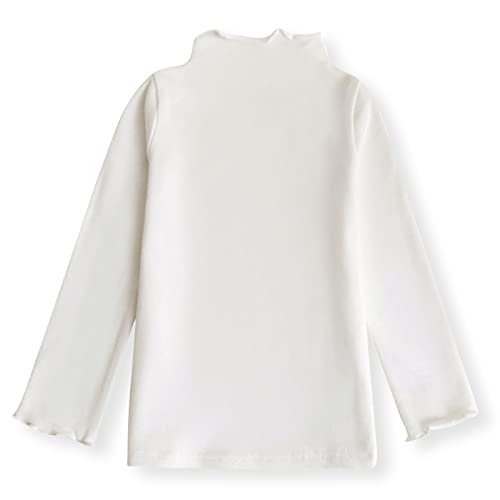 Image of Girls Lettuce Edge Trim Mock Neck Long Sleeve Slim Fit T-Shirt Tops Lightweight Knit Tee