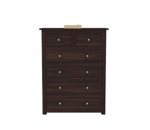 Image of Wooden Chest of Drawers for Living Room with 6 Drawer - Solid Wood Chest of Drawers Wooden Drawer Cabinet Chest of Drawer for Bedroom Storage Cabinet